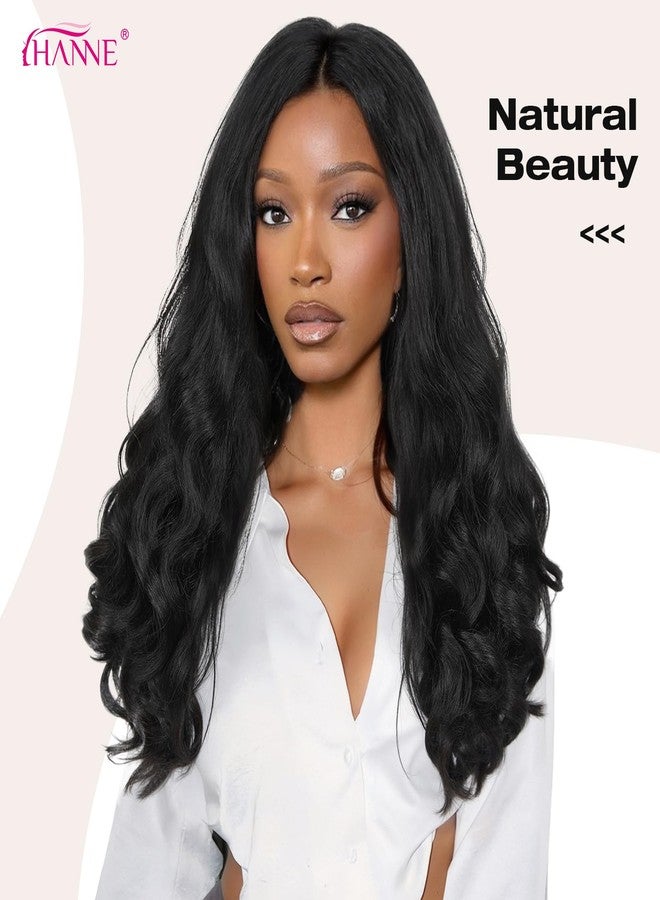 HANNE Yaki Curly V Part Wig U Part Synthetic Half Wigs for Black Women 22 Inch Heat-Resistant Hair Replacement Wig (Natural Black) - Image 3